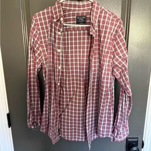 Abercrombie & Fitch Men's Red Plaid Shirt